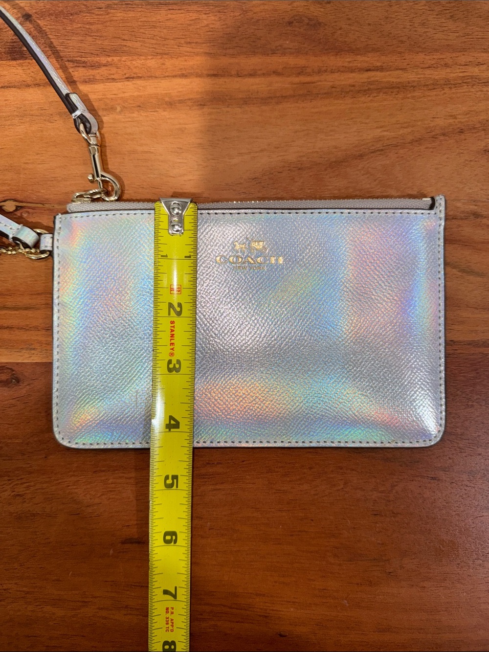 Coach Holographic Leather Wristlet - Iridescent Silver - Picture 4 of 5